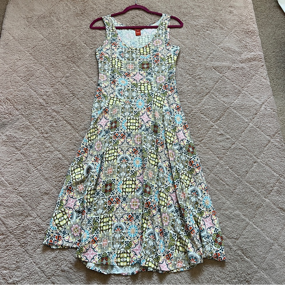 Sundance Mosaic Print Midi Dress Preppy Cottage Party Festival Homecoming Sz XS